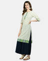 Shop Women's Multicolor Cotton Printed 3/4 Sleeve Round Neck Casual Kurta-Full