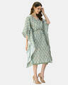 Shop Women's Multicolor Silk Blend Printed Half Sleeve V Neck Casual Kaftaan-Full