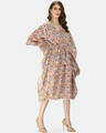 Shop Women's Multicolor Silk Blend Printed Half Sleeve V Neck Casual Kaftaan-Full
