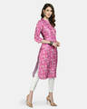 Shop Women's Multicolor Silk Printed 3/4 Sleeve Round Neck Casual Kurta-Full