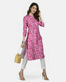 Shop Women's Multicolor Silk Printed 3/4 Sleeve Round Neck Casual Kurta