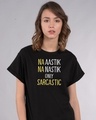 Shop Na Aastik Na Nastik Boyfriend T-Shirt-Front