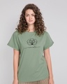 Shop Namaste Line Boyfriend T-Shirt Laurel Green-Front