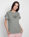Shop Namaste Line Boyfriend T-Shirt Meteor Grey-Front