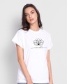Shop Namaste Line Boyfriend T-Shirt White-Front
