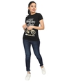 Shop Women's Black Bengaluru Cycle-Create Adventures Print Cotton T-shirt