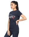Shop Women's Blue Bengaluru Typography Cotton T-shirt-Full