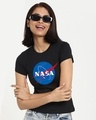 Shop Women's Blue NASA Meatball Logo Graphic Printed T-shirt-Front
