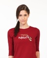 Shop Naughty Not Cute Round Neck 3/4th Sleeve T-Shirt (TJL)-Front