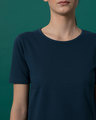 Shop Navy Blue Basic Round Hem T-Shirt