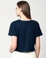 Shop Navy Blue Boxy Slim Fit Crop Top-Design