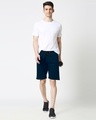 Shop Navy Blue Casual Shorts With Zipper-Full
