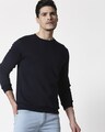 Shop Navy Blue Fleece Sweatshirt-Front