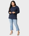 Shop Navy Blue Full Sleeve Plus Size Slim Fit T-Shirt-Full