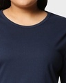 Shop Navy Blue Full Sleeve Plus Size Slim Fit T-Shirt