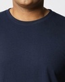 Shop Navy Blue Half Sleeve Plus Size T-Shirt