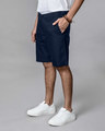 Shop Navy Blue Lightweight Slim Oxford Shorts-Design