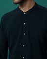 Shop Navy Blue Mandarin Collar Full Sleeve Pique Shirt