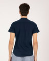 Shop Navy Blue Mandarin Collar Pique Shirt-Design