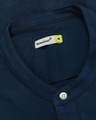 Shop Navy Blue Mandarin Collar Pique Shirt