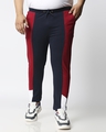 Shop Navy Blue Plus Size Color Block Jogger Pants-Front