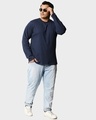 Shop Navy Blue Plus Size Full Sleeve T-Shirt-Full