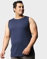Shop Men's Navy Blue Plus Size Vest-Front