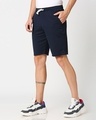Shop Navy Blue Raw Hem Shorts-Design