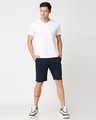 Shop Navy Blue Raw Hem Shorts