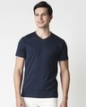 Shop Navy Blue V-Neck T-Shirt-Front