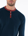 Shop Navy Blue-Varsity Maroon Contrast Rib Henley T-Shirt