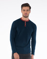 Shop Navy Blue-Varsity Maroon Contrast Rib Henley T-Shirt-Front