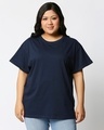 Shop Navy Blue-White Boyfriend Plus Size T-Shirt Combo-Design