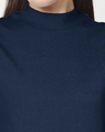 Shop Navy Blue Women Turtle Neck Rib T-Shirt