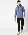 Shop Men's Blue Zip Panel Hoodie