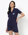 Shop Women's Blue Printed Plus Size Shirt & Shorts Set-Front