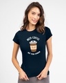 Shop Need Coffee Half Sleeve T-Shirt Navy Blue-Front