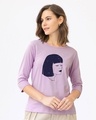 Shop Need Space Galaxy Girl Round Neck 3/4th Sleeve T-Shirt-Front