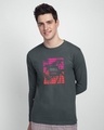 Shop Neon Chill Vibes Full Sleeve T-Shirt Nimbus Grey-Front