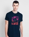 Shop Neon Chill Vibes Half Sleeve T-Shirt Navy Blue-Front