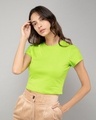 Shop Neon Green Crop Top T-Shirt-Front