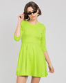Shop Neon Green Flared Dress-Front