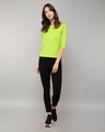 Shop Neon Green Round Neck 3/4th Sleeve T-Shirt-Full