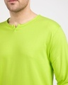 Shop Neon Green Slit Neck Full Sleeve Henley T-Shirt