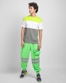 Shop Neon Green-White-Meteor Grey 90's Vibe Panel T-Shirt-Full