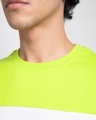 Shop Neon Green-White-Meteor Grey 90's Vibe Panel T-Shirt
