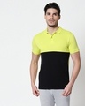 Shop Neon Lime-Black Two Block Polo T-Shirt-Front