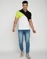 Shop Neon-Lime-Black-White Asymmetric Polo T-Shirt-Full