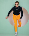 Shop Neon Orange Casual Jogger Pants-Front