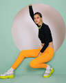 Shop Neon Orange Casual Jogger Pants-Front